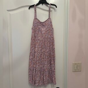 Floral Tiered Mini Sundress - Purple/Orange